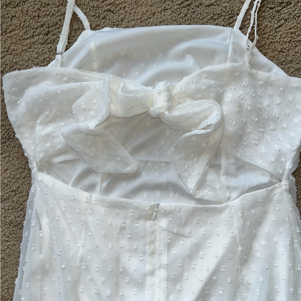 White Ruffle Open Back Ruffled Slip Dress - Picture 6 of 10